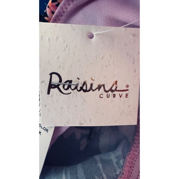 2/$30 NWT Raisins Curve Size 14 Floral Tankini Top Plus Black Pink Blue - Picture 5 of 16